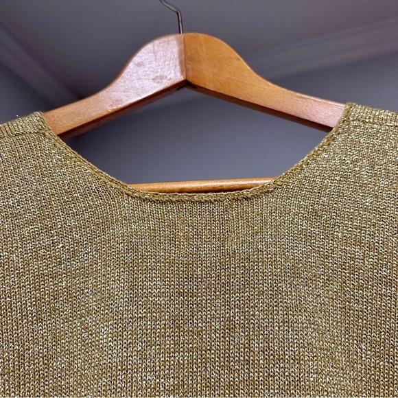Vintage Fia Italia Handloomed Gold Metallic Sweater Vest Women’s Sz Small Preppy - Picture 9 of 14